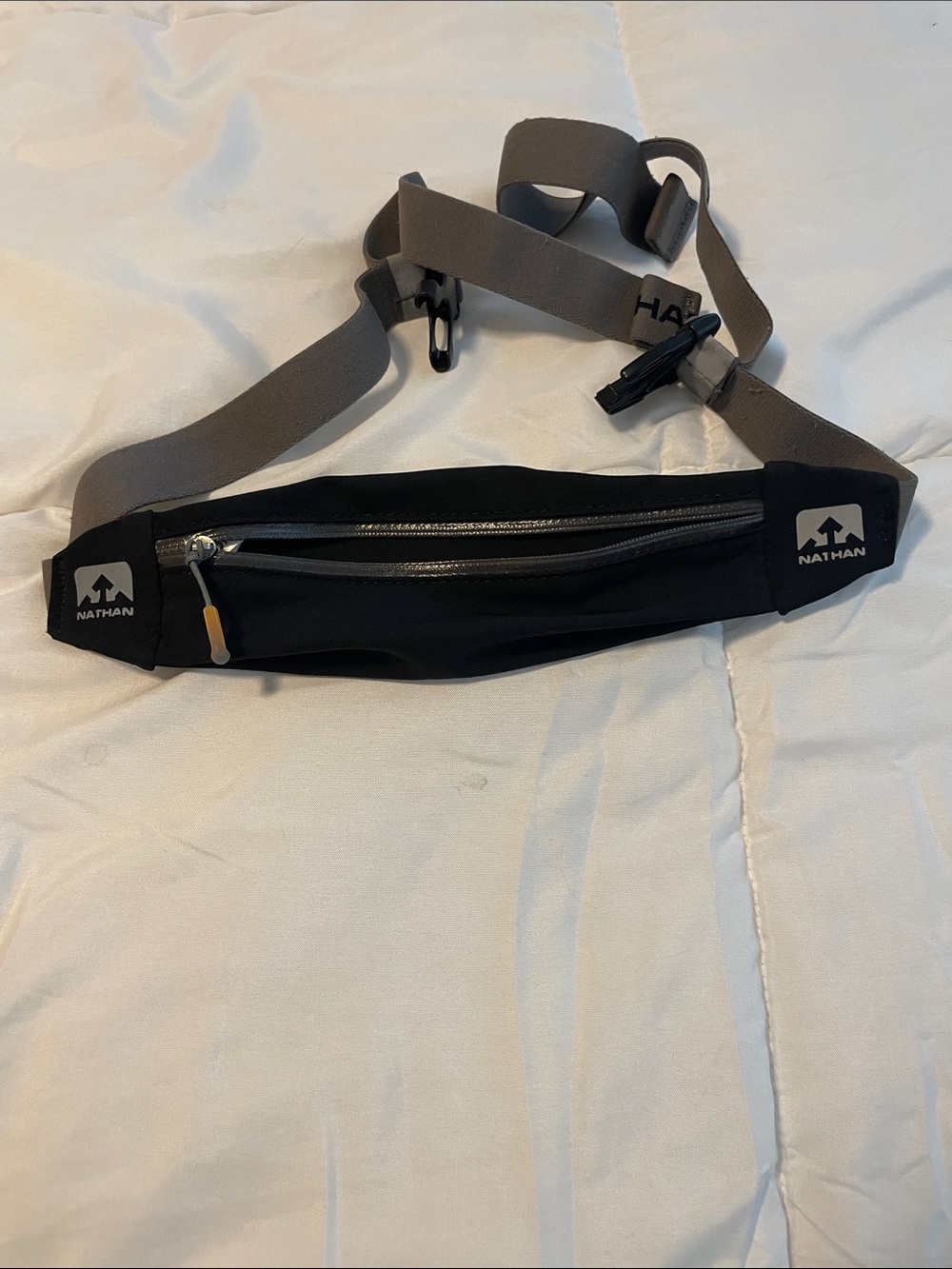 Nathan Black Waist Belt Bag with Gray Strap
